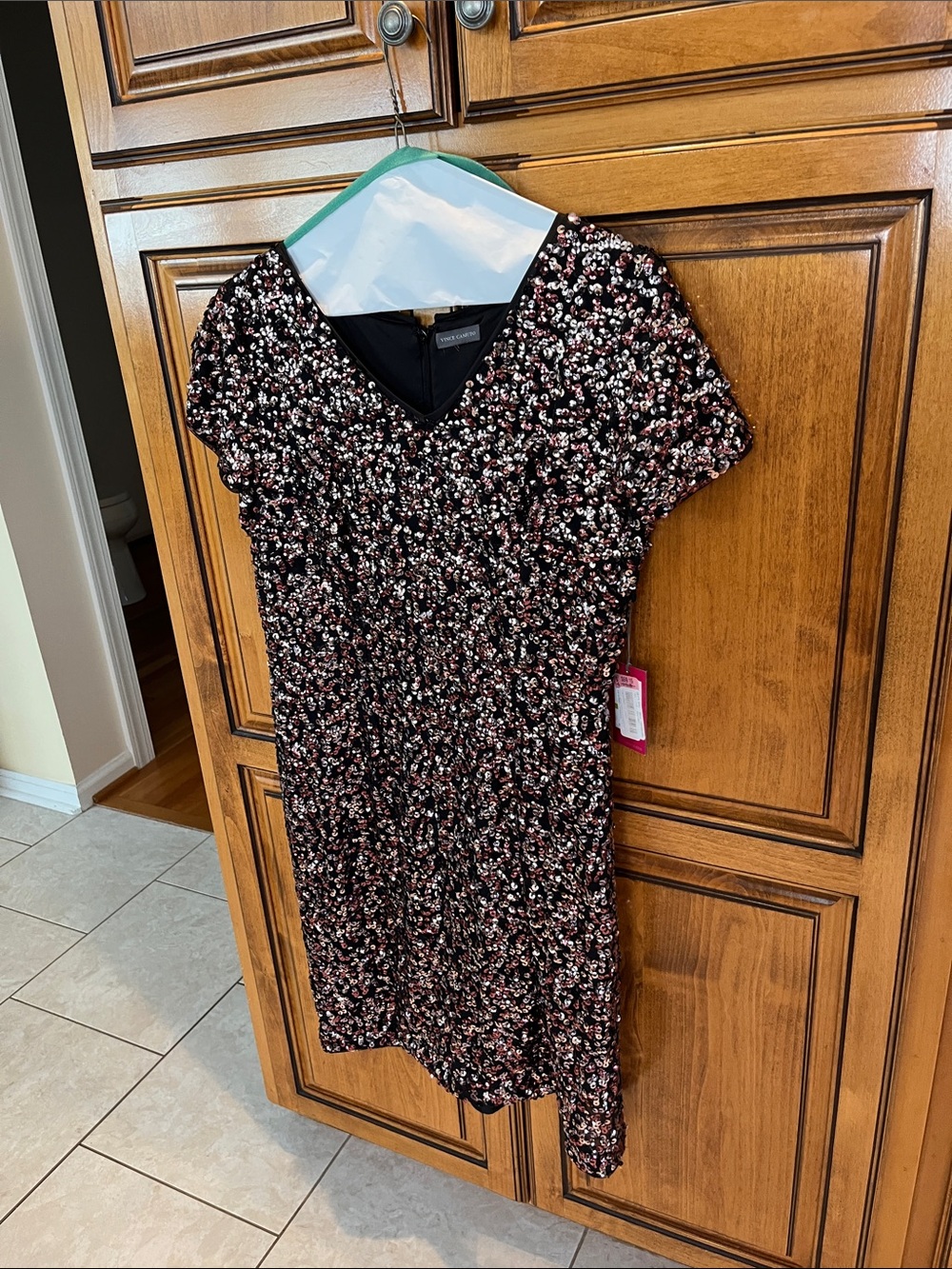 Vince Camuto Black Sequin Embellished Dress